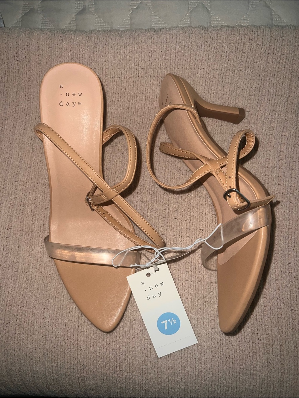a new day Tan Strappy Mid-Heel Sandals